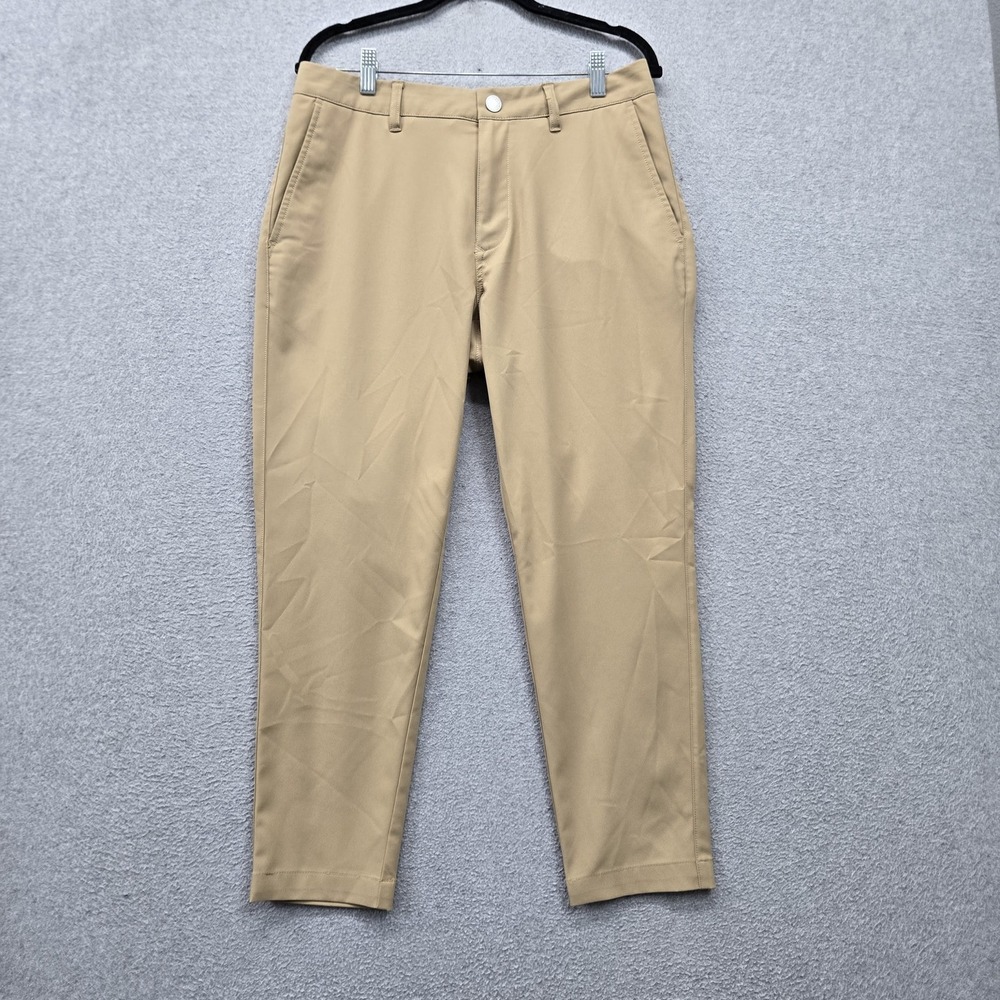 Bonobos Men Pants 33/28 Khaki Golf Pants Slim 27" Inseam Logo Stretch